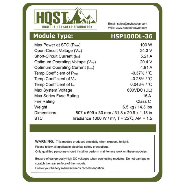 Photo 4 of HQST 100W 12V 9BB Monocrystalline Solar Panel, Compact Size Module (4 Panels)