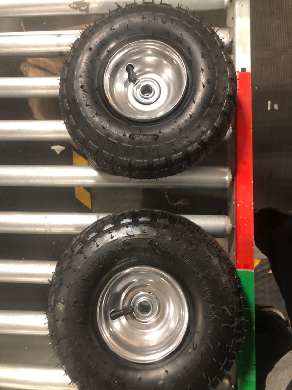 Photo 1 of (2 Pack) AR-PRO Heavy-Duty 4.10/3.50-4 Tire and Wheel, Exact Replacement 10 Inch Pneumatic Tire Wheels - 5/8" Axle Bore Hole Bearings, 2.2" Offset Hub for Hand Truck, Gorilla Cart, Lawnmower
