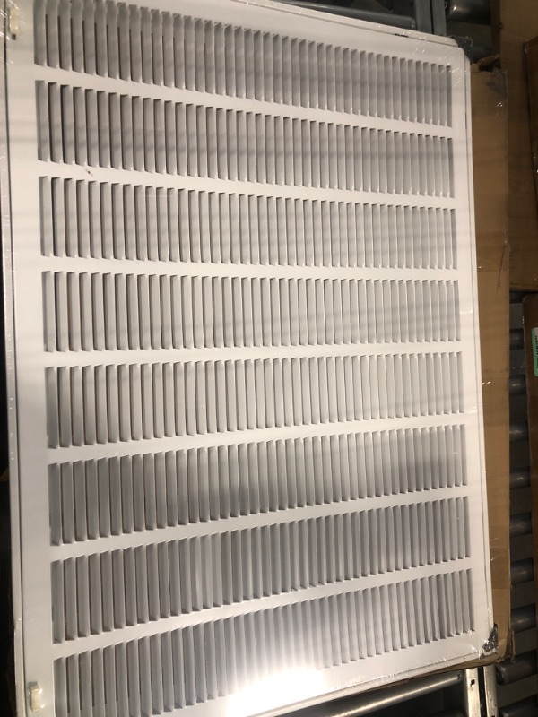 Photo 2 of 10" X 12" Steel Return Air Filter Grille for 1" Filter - Easy Plastic Tabs for Removable Face/Door - HVAC DUCT COVER - Flat Stamped Face -White [Outer Dimensions: 11.75w X 13.75h] White 10 X 12