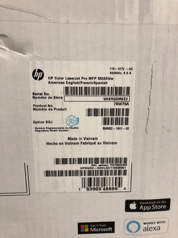 Photo 4 of HP Color LaserJet Pro M283fdw Wireless All-in-One Laser Printer, Remote Mobile Print, Scan & Copy, Duplex Printing, Works with Alexa (7KW75A)