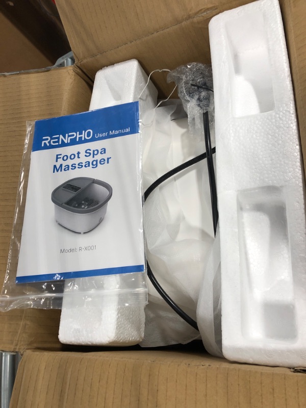 Photo 2 of  Renpho Collapsible Foot Spa Electric Rotary Massage, Foot Bath with Heat, Bubble, Remote, and 24 Motorized Shiatsu Massage Balls. Pedicure Foot Spa for Feet Stress Relief - FS02A Model R-X001 *** Similar but different, see pics for details***

