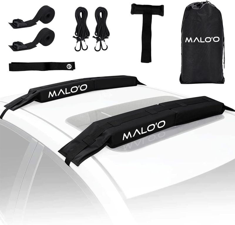 Photo 1 of **MISSING PIECES** Malo’o Universal 32” Soft Roof Rack Pads for Surfboards/SUP/Kayaks/Canoes with 15’ Board Straps, Malo'o Storage Bag - No Bars gutters Required - Car Rack for Surfboard Supports 3 Boards