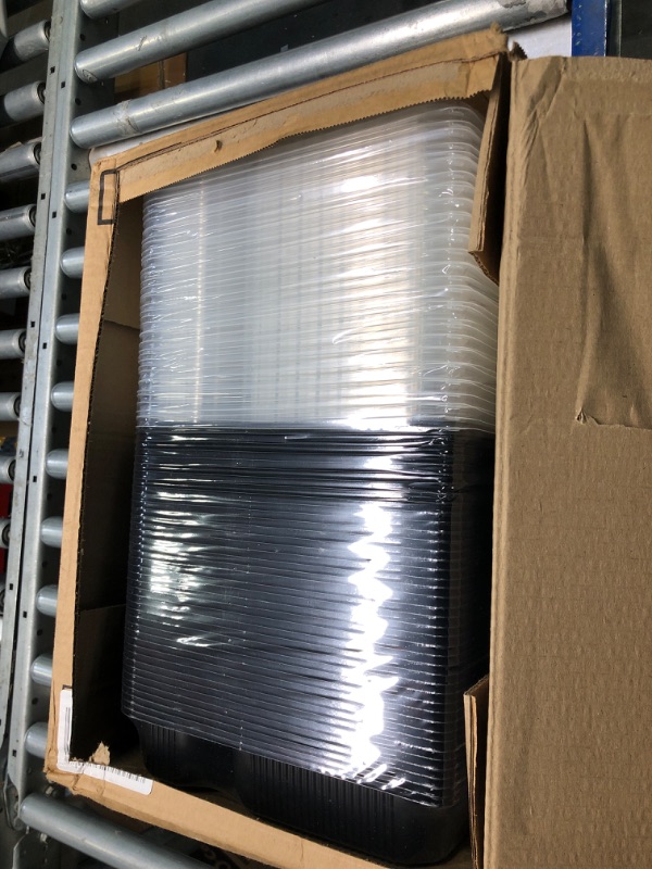 Photo 1 of FRESHPAK To Go Containers, 40-Pack Reusable Meal Prep Container with Airtight Lids 47oz BPA Free Microwave Freezer Safe Plastic Disposable Bento Boxes Ideal for Food Storage and On-the-Go Black 1 section to go box 47 oz