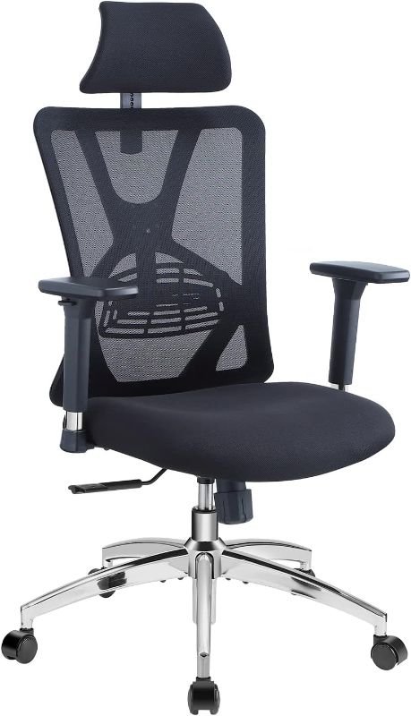 Photo 1 of Ticova Ergonomic Office Chair - High Back Desk Chair with Adjustable Lumbar Support, Headrest & 3D Metal Armrest - 130° Rocking Mesh Computer Chair
