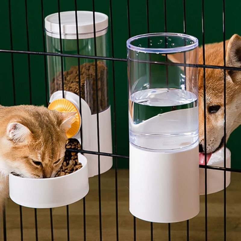 Photo 1 of **USED** 1 PCS Pet Dog Cat Hanging Automatic Feeders Drinking Bowls 40oz,Auto Gravity Pet Feeder and Water Set,Cage Pet Feeding Bowls Dispenser for Cats Dogs Puppy, Rabbit Hamsters Chinchilla Hedgehog Ferret White