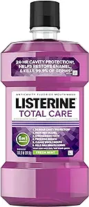 Photo 1 of **ONE BOTTLE** Listerine Total Care Anticavity Fluoride Mouthwash, 6 Benefits in 1 Oral Rinse Helps Kill 99% of Bad Breath Germs, Prevents Cavities, & Strengthens Teeth, Fresh Mint, 1 L, Pack of 1