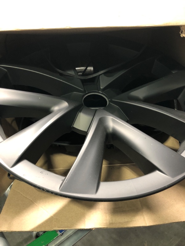 Photo 2 of BASENOR Tesla Model 3 Wheel Cover 18 Inch Hubcap Wheel Hub Caps OEM Rim Protectors Cover Replacement Matte Black Hubcaps Exterior Accessories Performance Upgrade (Set of 4) for 2017-2023 Model 3 18'' Arachnid