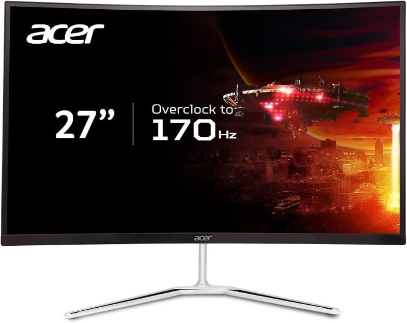 Photo 1 of Acer Nitro 27" WQHD 2560 x 1440 1500R Curved PC Gaming - Monitor | AMD FreeSync Premium | Up to 170Hz Refresh | 1ms VRB | VESA Mountable | HDR10 | 1 x Display Port 1.2 & 2 x HDMI 2.0 | EDA270U Pbmiipx