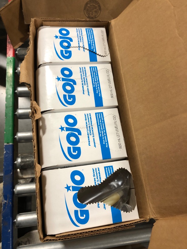 Photo 1 of Gojo Premium Lotion Soap, Waterfall Fragrance, 800 mL Lotion Hand Soap Refill 800 Series Bag-In-Box Soap Dispenser (Pack of 12) - 9106-12