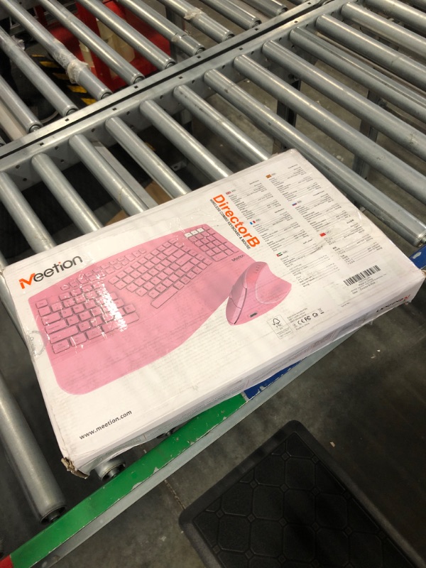 Photo 1 of MEETION New Ergonomic Keyboard and Mouse, Multi-Device Bluetooth Keyboard and Mouse with Wrist Rest, 3 DPI Adjustable Full-Sized Cordless Split Keyboard and Mouse, for PC/Computer/Laptop/Window, Pink