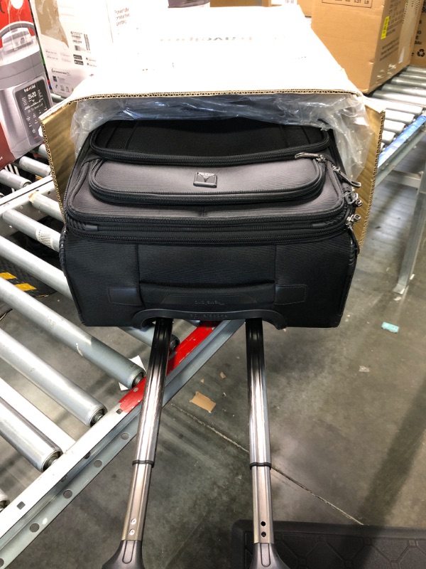 Photo 3 of **DAMAGED INSIDE ZIPPER** Travelpro Crew Versapack Softside Expandable Spinner Wheel Luggage, Jet Black, Carry-On 21-Inch Carry-On 21-Inch Jet Black