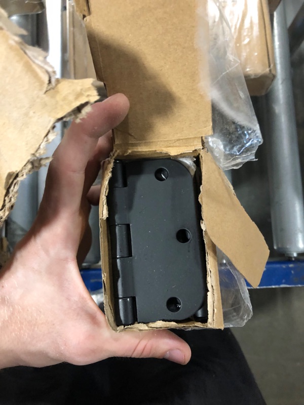 Photo 3 of 18 Pack Matte Black Door Hinges 3.5 x 3.5 Inch Interior 3 1/2 Inch Door Hinges for Doors Rounded 5/8" Radius Corners Flat Iron Hinge 3 ½"x 3 ½" Door Hardware Controls