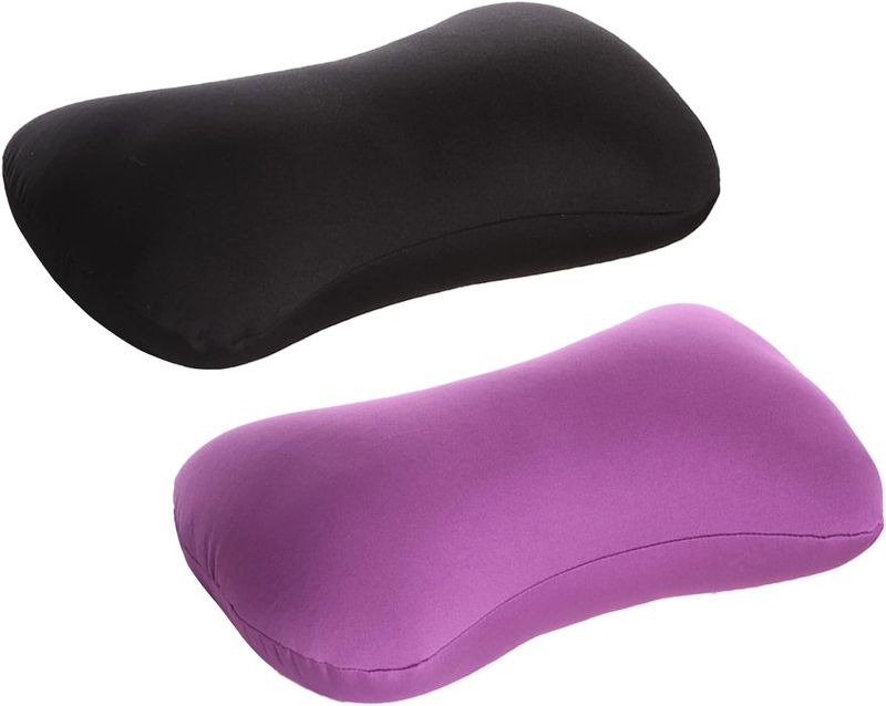 Photo 1 of 2 Pack Microbead Neck Pillow Squishy, Bone Headrest Pillow Neck & Cervical Support Bolster Cushion Comfortable Soft Universal Tube Pillow for Home Sofa Bed Travel Car Sleeping (Black + Purple)
