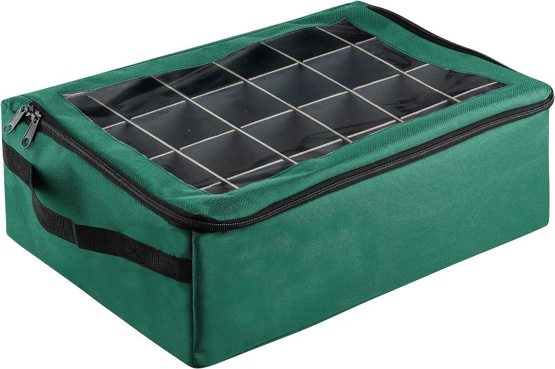 Photo 1 of | Premium | 48 Christmas Ornament Organizer Storage Box | Green