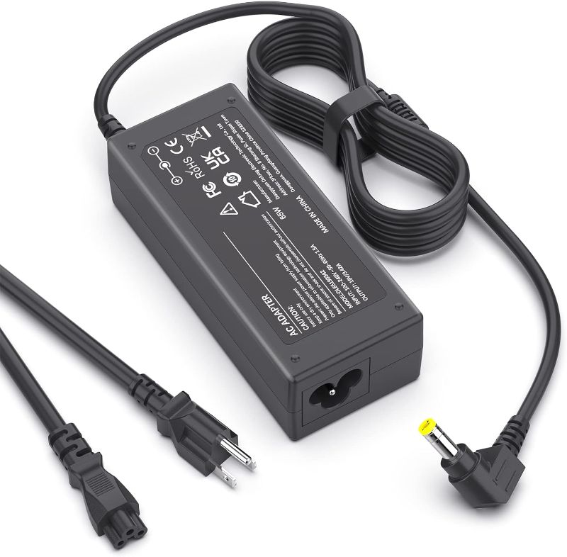 Photo 1 of 19V AC/DC Adapter Power Cord 3.42A 65W Charger with 5.5 * 2.5mm Tip for Bluetooth Speaker, LCD LED Monitor, HDTV, 3D Widescreen, Printers, Audio Amplifier
