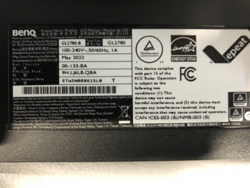 Photo 3 of BenQ GL2780 Gaming Monitor 27" FHD 1920x1080p 75Hz 1ms Fast Response Time | TN | Eye-Care Tech | Low Blue Light | Adaptive Brightness | Anti-Glare | HDMI | Tilt Screen | Built-in Speakers,Glossy Black 27" FHD 75Hz 1ms w/ Speakers