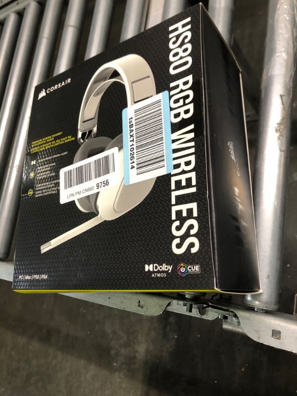 Photo 1 of CORSAIR HS80 RGB WIRELESS Multiplatform Gaming Headset - Dolby Atmos - Lightweight Comfort Design - Broadcast Quality Microphone - iCUE Compatible - PC, Mac, PS5, PS4 - White Wireless White