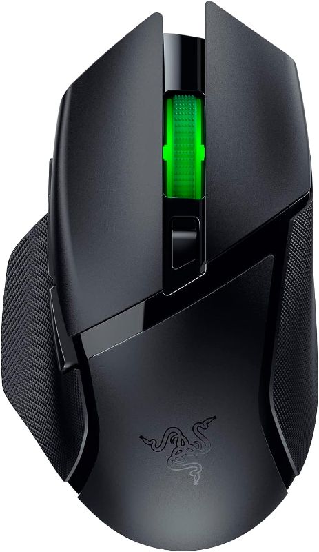 Photo 1 of Razer Basilisk V3 X HyperSpeed Customizable Wireless Gaming Mouse: Mechanical Switches Gen-2-5G Advanced 18K Optical Sensor - Chroma RGB 9 Programmable Controls 535 Hr Battery Classic Black