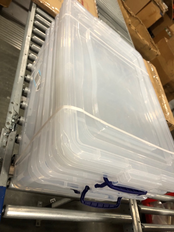 Photo 1 of 4 pack clear storage containers with handles and wheels w/ lids