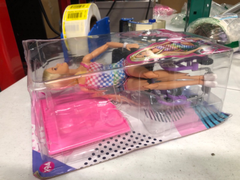 Photo 1 of Barbie Fashionistas Doll #194 with Wheelchair and Ramp, Straight Blonde Hair and Rainbow Romper with Accessories