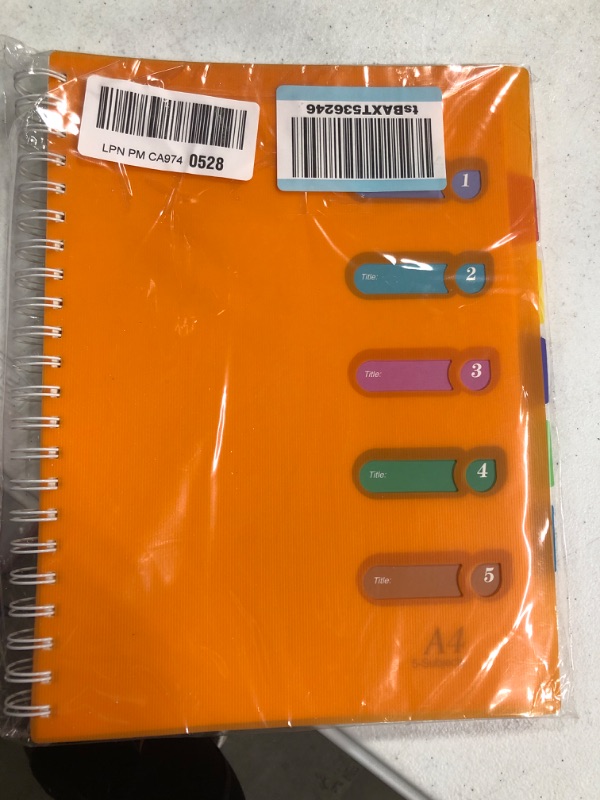 Photo 2 of 5 Subject Notebook 8.5 x 11 Large Spiral Notebook with Dividers 240 Pages Office Notebooks for Work Multi Subject Notebook with 5 Colored Tabs Professional Organizer Notebooks for Note Taking School, Orange