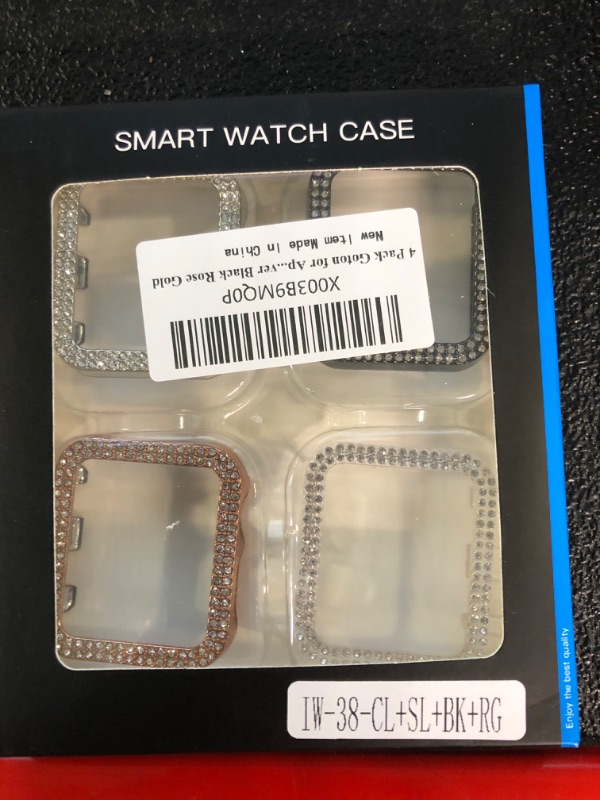 Photo 1 of 4 Pack Goton for Apple Watch Series 3 2 1 38mm Bumper Bling Case, Women Glitter Diamond Rhinestone Protector Cover for iWatch Accessories 38mm Clear Silver Black Rose gold
