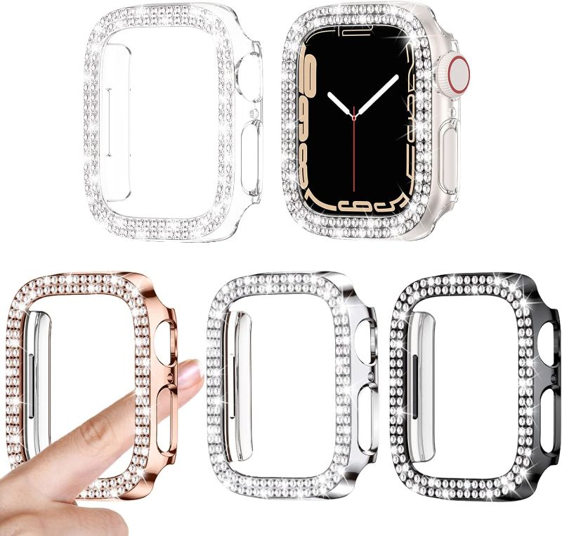 Photo 1 of 4 Pack Goton for Apple Watch Series 3 2 1 38mm Bumper Bling Case, Women Glitter Diamond Rhinestone Protector Cover for iWatch Accessories 38mm Clear Silver Black Rose gold