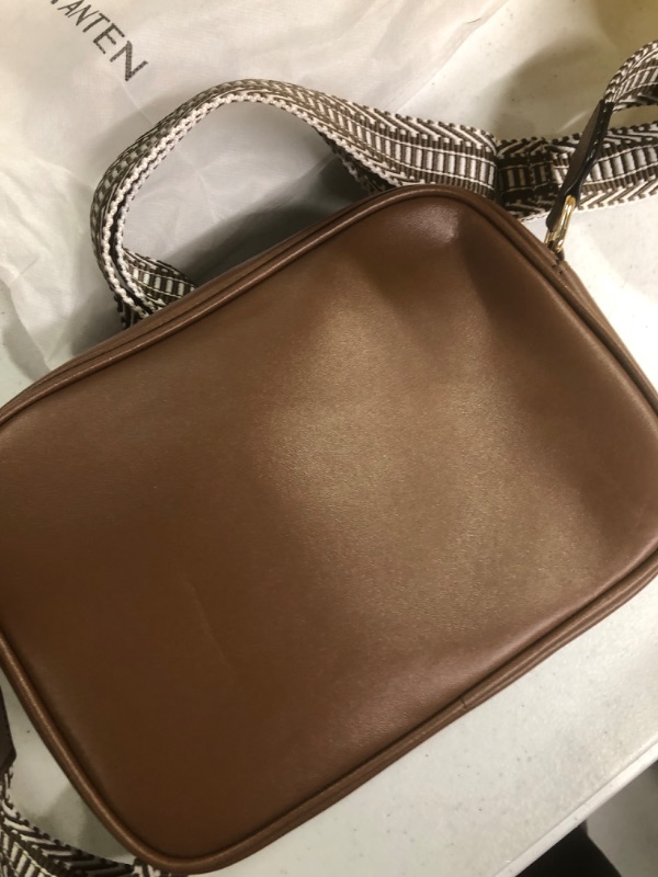 Photo 1 of BOSTANTEN Quilted Crossbody Bags for Women Vegan Leather Purses Small Shoulder Handbags with Wide Strap Coffee With Beige