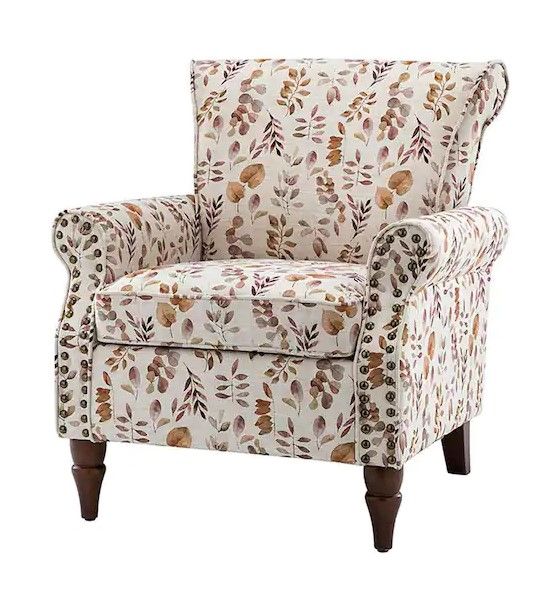 Photo 1 of Auria Yellow Polyester Arm Chair with Nailhead Trim (Set of 1)
