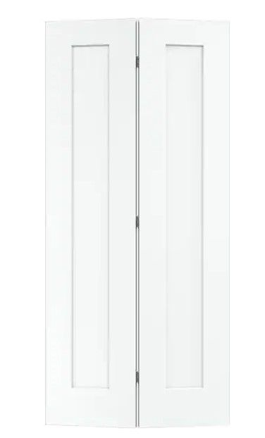 Photo 1 of JELD-WEN
36 in. x 80 in. 1 Panel Madison White Painted Smooth Molded Composite Closet Bi-Fold Door