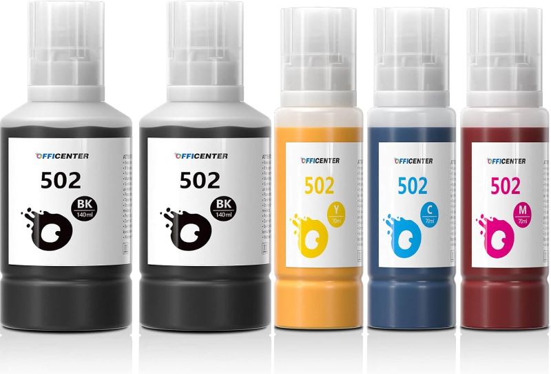 Photo 1 of Officenter T502 502 Ink Refill Bottles for Ecotank ET2760 ET-4760 ET2750 ET-3760 ET-2850 ET-15000 ST-4000 ST-2000 ET-3710 ET-3850 ET-3750 ET-4850 ET-3830 ET4750 ET2700 ST3000 ET3700 Printer(2BK C M Y)