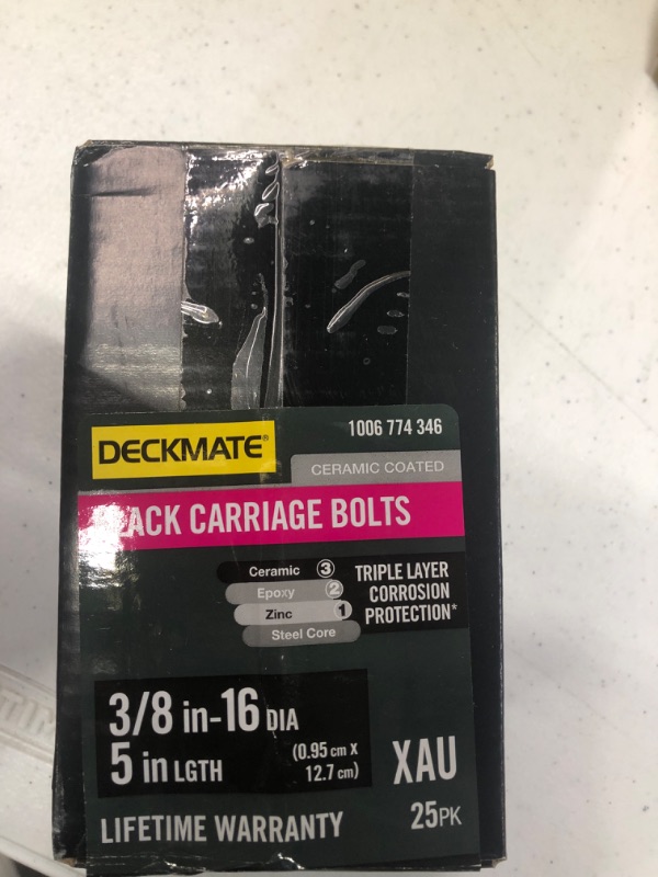 Photo 2 of 3/8 in. -16 x 5 in. Black Deck Exterior Carriage Bolt (25-Pack)