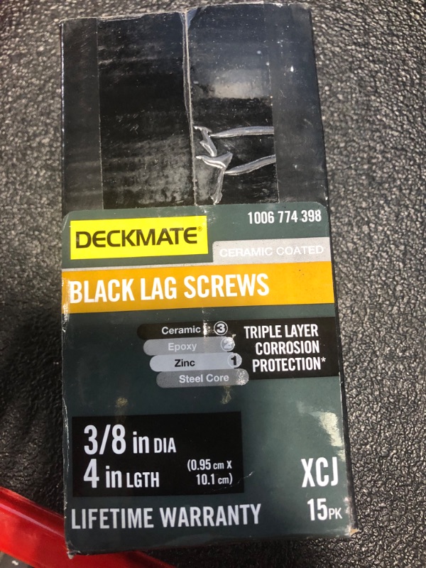 Photo 1 of 3/8 in. x 4 in. Black Exterior Hex Head Lag Screw (15-Pack)