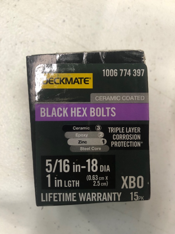 Photo 2 of 5/16 in. -18 x 1 in. Black Hex Bolt (15-Pack)