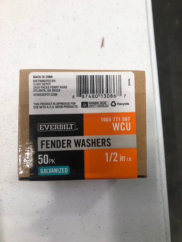 Photo 1 of 1/2 in. Galvanized Flat Washer (50-Pack)