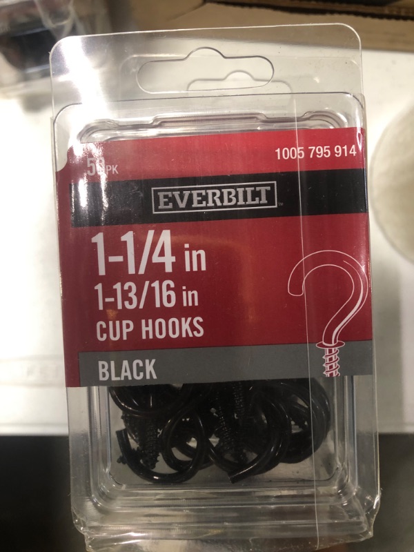 Photo 3 of EVERBUILT Cup Hooks 1-1/4 in. black, 50 count (5 packs)