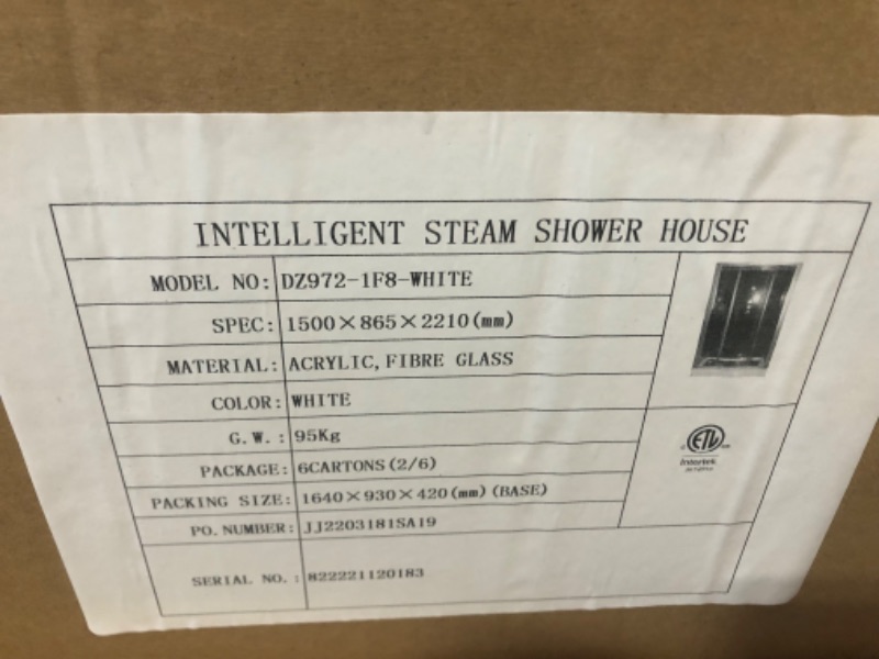 Photo 16 of Platinum DZ972 Steam Shower
** MUST HAVE A PICKUP TRUCK TO RECEIVE ITEMS, THIS ITEM WAS NOT TESTED, 6 LARGE PACKAGES**