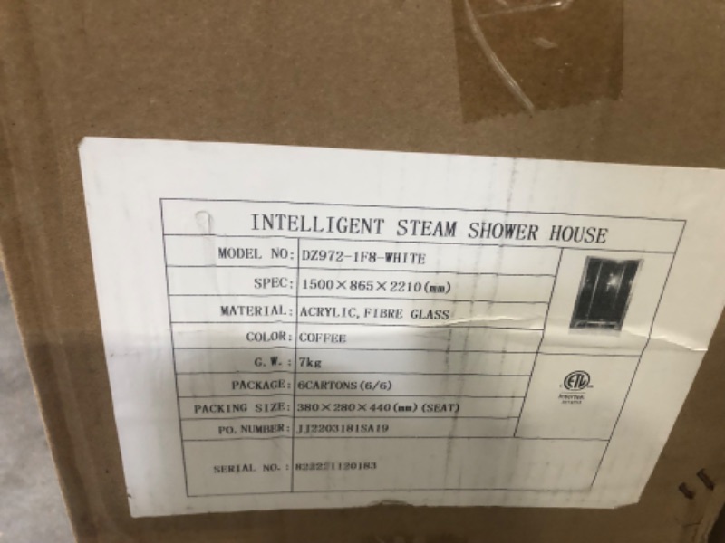 Photo 17 of Platinum DZ972 Steam Shower
** MUST HAVE A PICKUP TRUCK TO RECEIVE ITEMS, THIS ITEM WAS NOT TESTED, 6 LARGE PACKAGES**