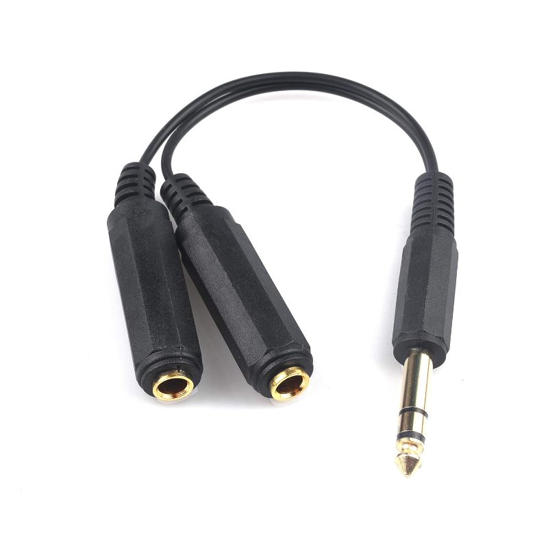 Photo 1 of Devinal 6.35 mm (1/4") Stereo Plug Male to Dual 6.35 mm (1/4") Female Cable, Gold Plated Audio Cable Stereo Cord, Y Splitter Adapter, 6 Inch (20cm) 1/4" splitter