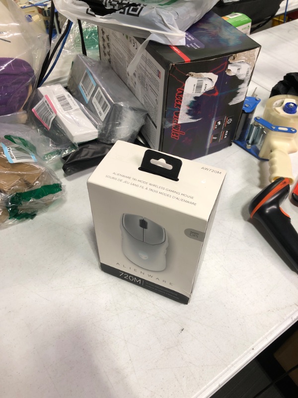 Photo 1 of Alienware AW720M Tri-Mode Wireless Gaming Mouse - 2.4GHz Wireless, Bluetooth 5.1, 26,000 DPI, 8-Fully Programmable Buttons, Magnetic Snap Charging Adapter USB-A to USB-C Cable - Lunar Light Wireless Gaming Mouse Lunar Light