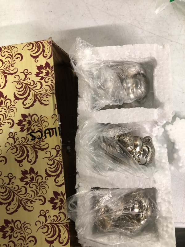 Photo 1 of 3 Wise Monkeys Statue.See no evil, hear no evil, speak no evil Monkeys Figurines.Brings Good Luck,Wisdom.Silver Monkey Sculpture Decoration Ornaments. Home Decor Living Room,Office Decor Accents.