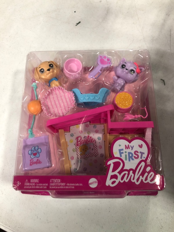 Photo 1 of Barbie My First Barbie Accessories, Story Starter Pet Care Pack with Dog House, Puppy & Cat, Toys & Gifts for Little Kids, 13.5-inch Scale My First Story Starter Pack