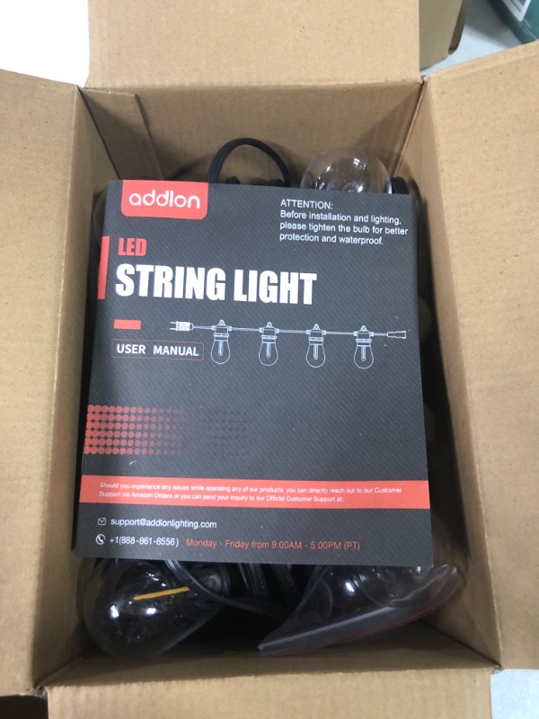 Photo 3 of addlon 50FT LED Outdoor String Lights with Edison Shatterproof Bulbs, Heavy-Duty and Weatherproof Strand, Commercial Grade Patio Lights, Decorative for Garden or Patio, Black