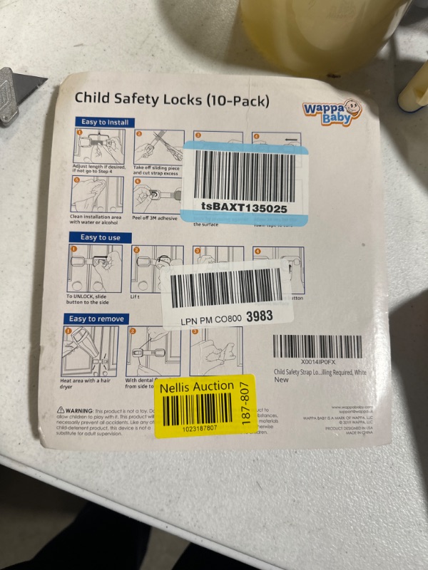 Photo 3 of Child Safety Locks -Value Pack (10 Straps)- No Tools or Drilling -Adjustable Size/Flexible -Adhesive Furniture Latches for Cabinets, Drawers