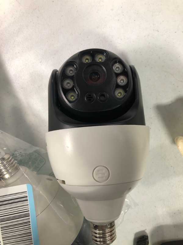 Photo 1 of **USED** SYMYNELEC 5GHz/2.4GHz Light Bulb Security Camera Outdoor Waterproof 2K, 5G Dual Band Wireless WiFi Light Socket Security Camera with Color Night Vision Human Motion Detection IP65 Alexa (2 PCS) 5G/2.4GHz Black&White 2 Packs