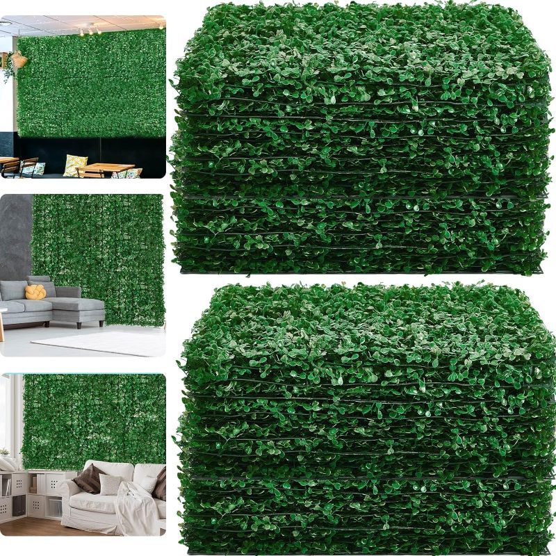 Photo 1 of 24 Pcs Boxwood Hedge Wall Panels 16" x 24" Artificial Boxwood Panels Greenery Grass Wall Topiary Hedge Plant UV Protected Privacy Hedge for Indoor Outdoor Fence Garden Backyard Wedding Backdrop Decor