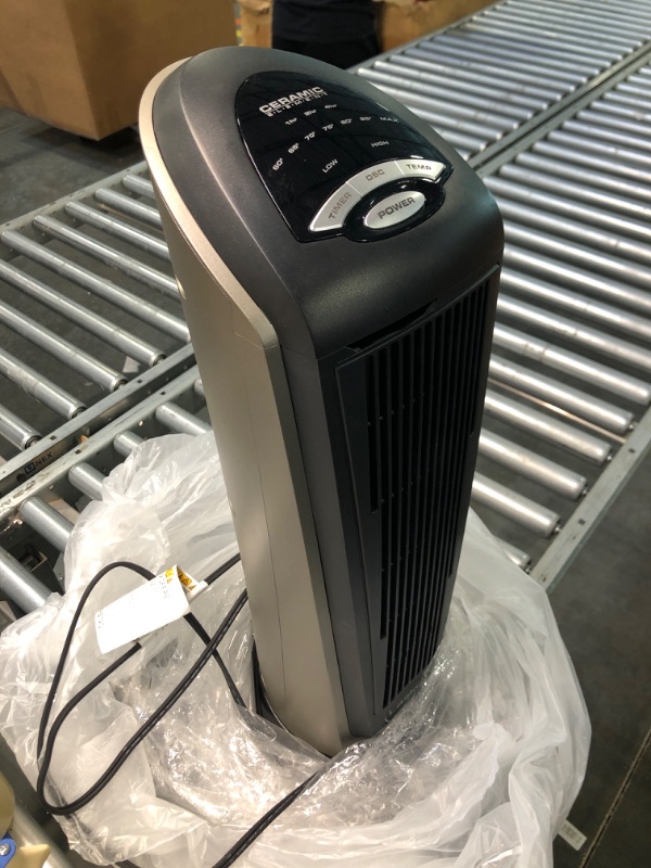 Photo 3 of **USED** Lasko Oscillating Ceramic Tower Space Heater for Home with Adjustable Thermostat, Timer and Remote Control, 22.5 Inches, Grey/Black, 1500W,