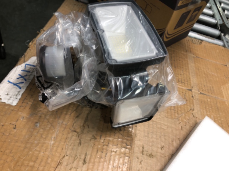 Photo 1 of 38W 4200LM LED Flood Lights With Motion Sensor - 6000K, IP65 Waterproof, 3 Heads for Yard, Garage, Porch - Black 38W Black