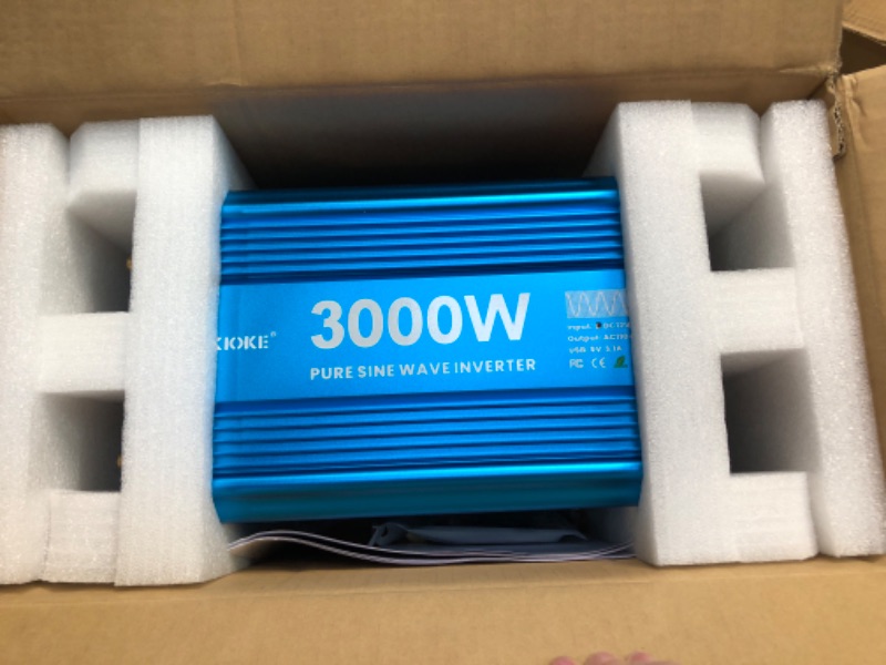 Photo 1 of 3000 Watt Pure Sine Wave Power Inverter 12V DC to 110V 120V Converter for Family RV Off Grid Solar System Car with Type-C Ports 4 AC Power Outlets Dual USB Ports LCD Display and Remote Control