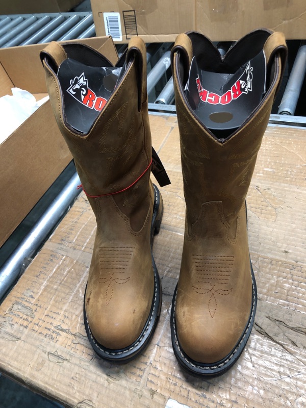 Photo 3 of Rocky Men's Original Ride Steel Toe WP Western Work Boot Brown - Size 8 M